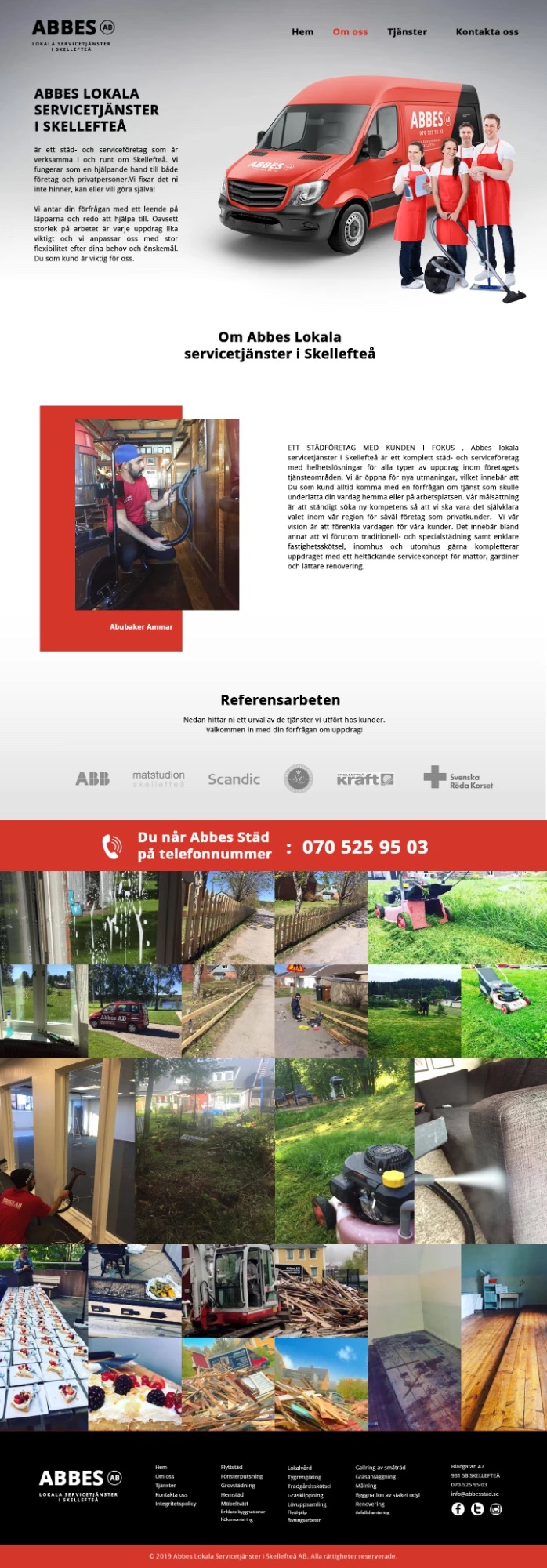 Om oss-sidan hos Abbes med grundaren och bilder från deras arbete